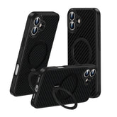 For iPhone 15 series woven texture magnetic case with 360 degree rotating bracket
